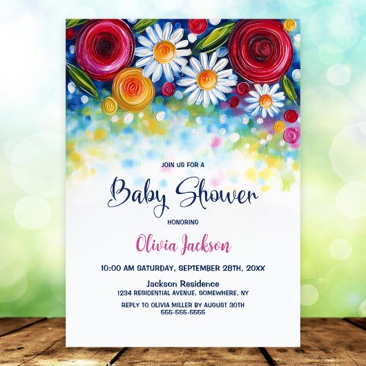Invitation Colorful Floral Baby Shower