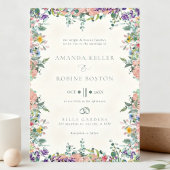 Invitation Colorful Floral Frame Wedding