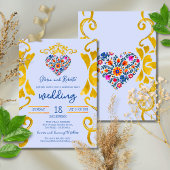 Invitation Colorful Floral Heart Baroque Mexican Wedding