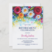Invitation Colorful Floral Retirement Party (Devant)