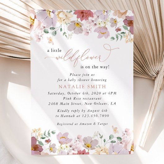 Invitation Colorful Flowers, Wildflowers, Boho, Baby Shower