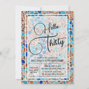 Invitation Colorful & Fun Mosaic Bonjour Trente 30e anniversa