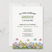 Invitation Colorful Funny Little Wildflower 1st Birthday  (Devant)