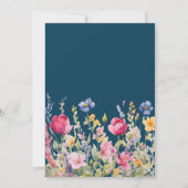 Invitation Colorful Garden Boho Wildflower On Blue (Dos)