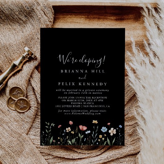 Invitation Colorful Garden wildflower Elopement Reception