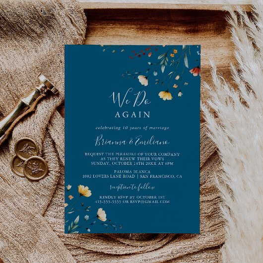 Invitation Colorful Garden wildflower We Do Again Vow Renewal