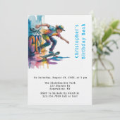 Invitation Colorful Graffiti Skateboarder Birthday Bash (Debout devant)