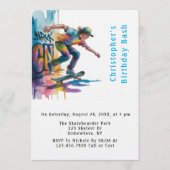 Invitation Colorful Graffiti Skateboarder Birthday Bash (Devant)