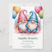 Invitation Colorful happy gnomes with balloons (Devant)