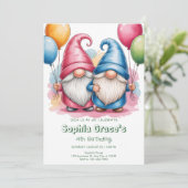 Invitation Colorful happy gnomes with balloons (Debout devant)