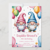 Invitation Colorful happy gnomes with balloons (Devant)