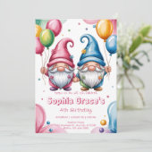 Invitation Colorful happy gnomes with balloons (Debout devant)