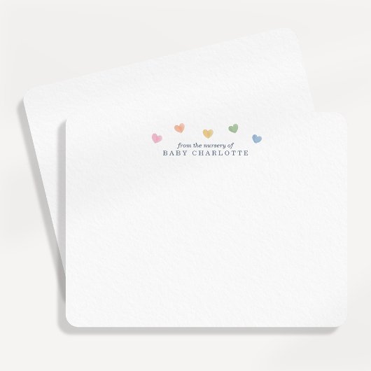 Invitation Colorful Hearts Nursery Note Card