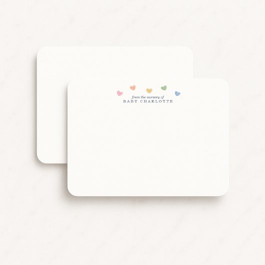 Invitation Colorful Hearts Nursery Note Card