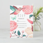 Invitation Colorful Hummingbird Floral Spring RSVP (Debout devant)