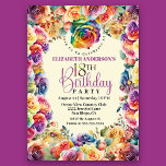 Invitation Colorful Joli Rose 18e anniversaire<br><div class="desc">Colorful Joli Rose 18e anniversaire Invitation. Il Est Facile De Changer L'Exemple De Texte En Vous Propre En Cliquant Sur Personnaliser. Cliquez Sur Personnaliser/Modifier Avec L'Outil De Création Pour Modifier Le Type De Police, La Couleur De Police, La Taille De Police, Ou Pour Ajouter/Supprimer/Modifier Le Texte Ou Les Éléments De...</div>