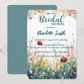 Invitation colorful ladybug Watercolor Wildflowers Personaliz (Devant / Derrière)
