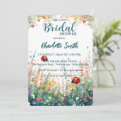 Invitation colorful ladybug Watercolor Wildflowers Personaliz (Debout devant)