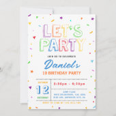 Invitation Colorful Lets Party birthday (Devant)