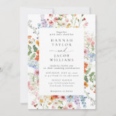 Invitation Colorful Meadow Wildflower Wedding QR Code (Devant)