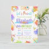 Invitation Colorful Paint Art Anniversaire fête (Debout devant)