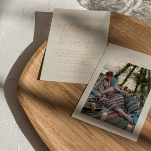 Invitation Colorful Pastel Écrit Whimsical Photo Mariage