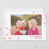 Invitation Colorful Pink Confetti Photo Happy Holidays Card (Devant)