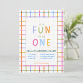 Invitation Colorful, Playful It's Fun to be ONE birthday (Debout devant)