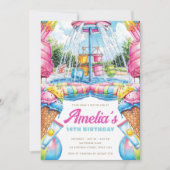 Invitation Colorful Pool Party Birthday Waterpark  (Devant)