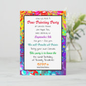 Invitation Colorful Pour Painting Party Anniversaire Invitati (Debout devant)