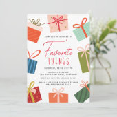 Invitation Colorful présente les choses préférées Fête Fête F (Debout devant)