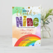 Invitation Colorful Rainbow Cloud Nine Birthday (Debout devant)