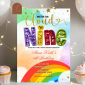 Invitation Colorful Rainbow Cloud Nine Birthday