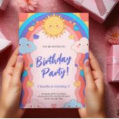 Invitation Colorful Rainbow & Clouds Kids 1st Birthday Party