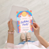 Invitation Colorful Rainbow & Clouds Kids 1st Birthday Party