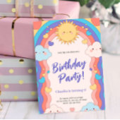 Invitation Colorful Rainbow & Clouds Kids 1st Birthday Party