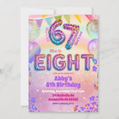 Invitation Colorful Rainbow Leopard 67 8th Birthday (Devant)