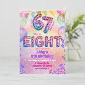 Invitation Colorful Rainbow Leopard 67 8th Birthday (Debout devant)