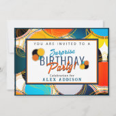 Invitation Colorful Retro 70's Abstraite Surprise Anniversair (Devant)