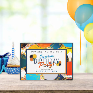 Invitation Colorful Retro 70's Abstraite Surprise Anniversair