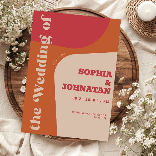 Invitation Colorful retro bold typography wedding