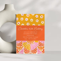 Colorful Retro Floral Orange 50e Anniversaire
