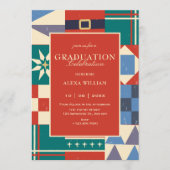 Invitation Colorful retro geometric graduation (Devant)