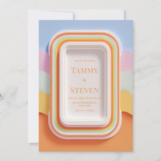 Invitation Colorful Retro Gummy Candy 3D Frame Wedding (Devant)