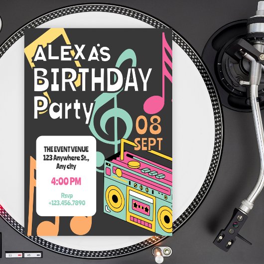 Invitation Colorful retro music notes 