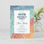 Invitation Colorful Retro Super Rainbow Floral 60e anniversai (Debout devant)