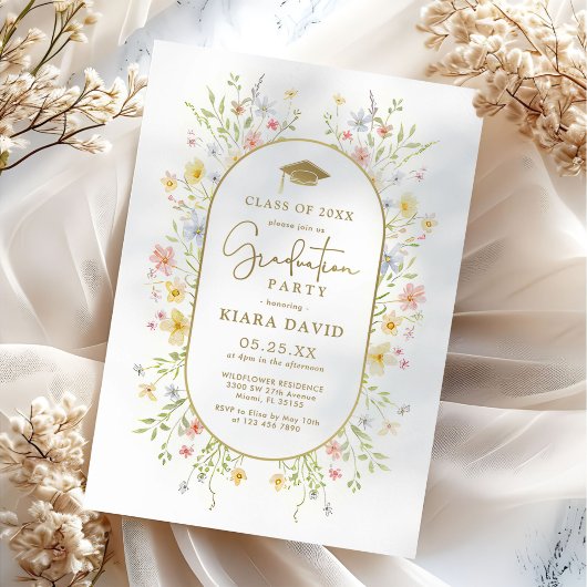 Invitation Colorful Spring Wildflower Garden Graduation Party
