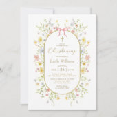 Invitation Colorful Spring Wildflower Meadow Christening  (Devant)