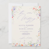 Invitation Colorful spring wildflowers wedding (Devant)