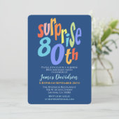 Invitation Colorful Surprise 80e anniversaire fête moderne (Debout devant)
